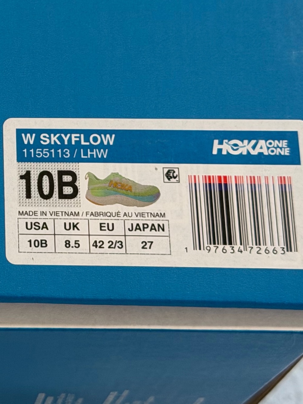 Hoka Women's Skyflow Light Green & Lavender Running Shoes with Yellow Logo - Picture 13 of 13